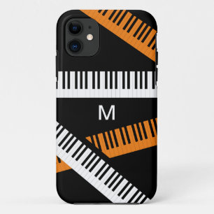 Capa Para iPhone 11 Teclas Piano Teclado Música Lover Moderno Monogram