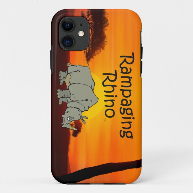Capa Para iPhone 11 TEE Rampaging Rhino (Verso)