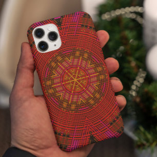 Capa Para iPhone 11 Tela de Mandala Vermelha Cor-de-rosa e amarelo