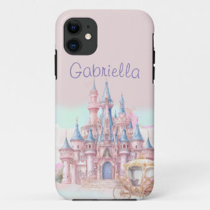 Capa Para iPhone 11 Tema da Fada de Aquarela Castelo e Carruagem