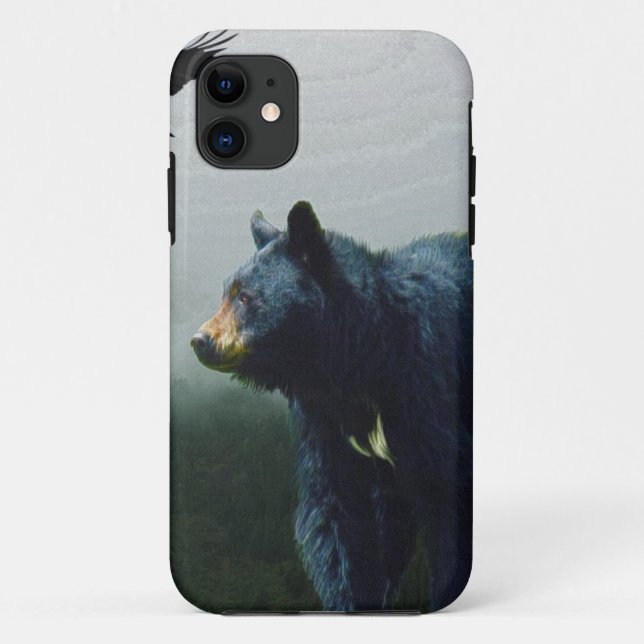 Capa Para iPhone 11 Tema da Vida Selvagem do Urso Negro (Verso)