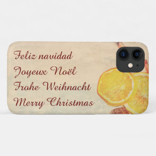 Capa Para iPhone 11 Tema de Natal com Frutas em Visual Vintage Pastel