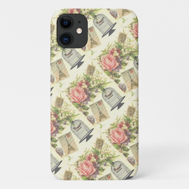 Capa Para iPhone 11 Tema francês Vintage Paris (Verso)