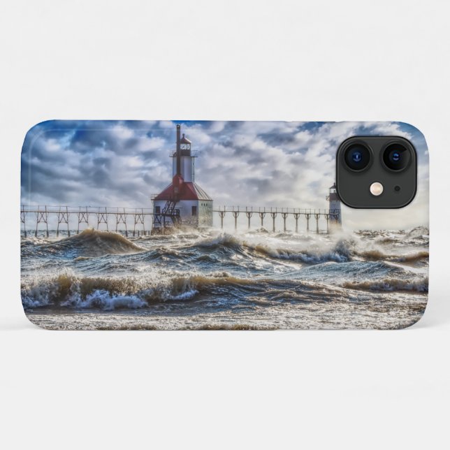 Capa Para iPhone 11 Tempestade Na Rua Joseph Lighthouse (Verso (horizontal))
