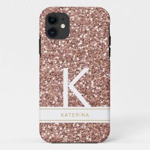 Capa Para iPhone 11 Tendência Rosa cor-de-rosa brilhante Dourado Mono
