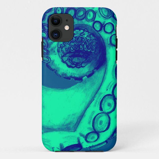 Capa Para iPhone 11 Tentáculo náutico do polvo da cerceta e do marinho (Verso)