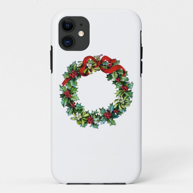 Capa Para iPhone 11 Terra de Natal de Holly e MIstletoe (Verso)