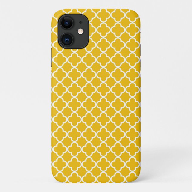 Capa Para iPhone 11 Teste padrão amarelo de Quatrefoil (Verso)