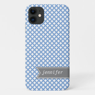 Capa Para iPhone 11 Teste padrão azul Pastel do diamante