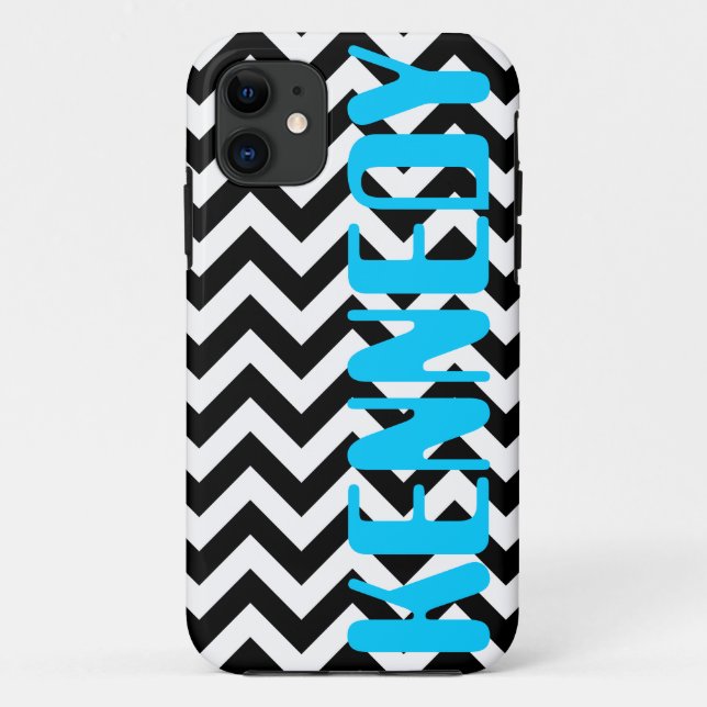 Capa Para iPhone 11 Teste padrão branco preto de Chevron (Verso)