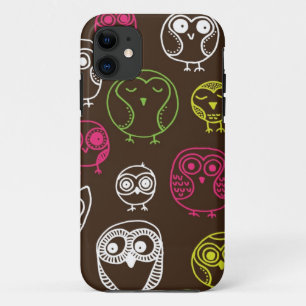 Capa Para iPhone 11 Teste padrão colorido do fundo do doodle da coruj
