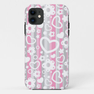 Capa Para iPhone 11 Teste padrão com corações e flores