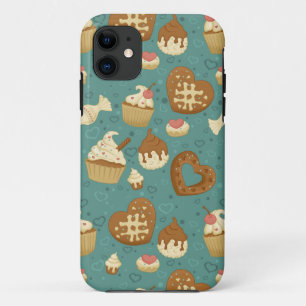 Capa Para iPhone 11 Teste padrão com cupcakes e doces