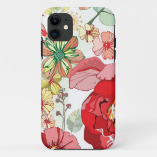 Capa Para iPhone 11 Teste padrão com flores vermelhas