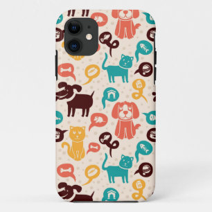 Capa Para iPhone 11 Teste padrão com gatos e os cães engraçados