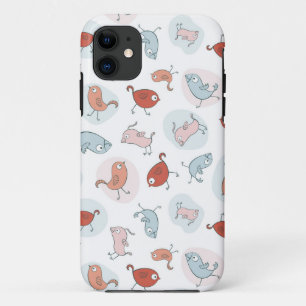 Capa Para iPhone 11 teste padrão com pássaros dos desenhos animados