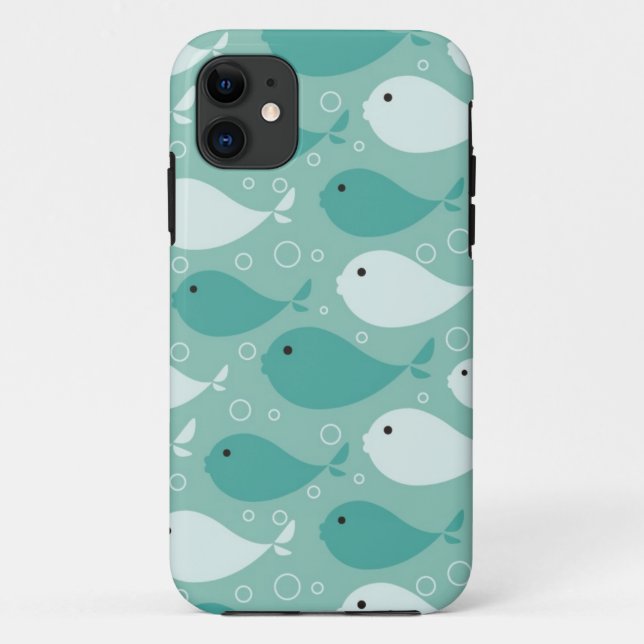 Capa Para iPhone 11 teste padrão com peixes (Verso)