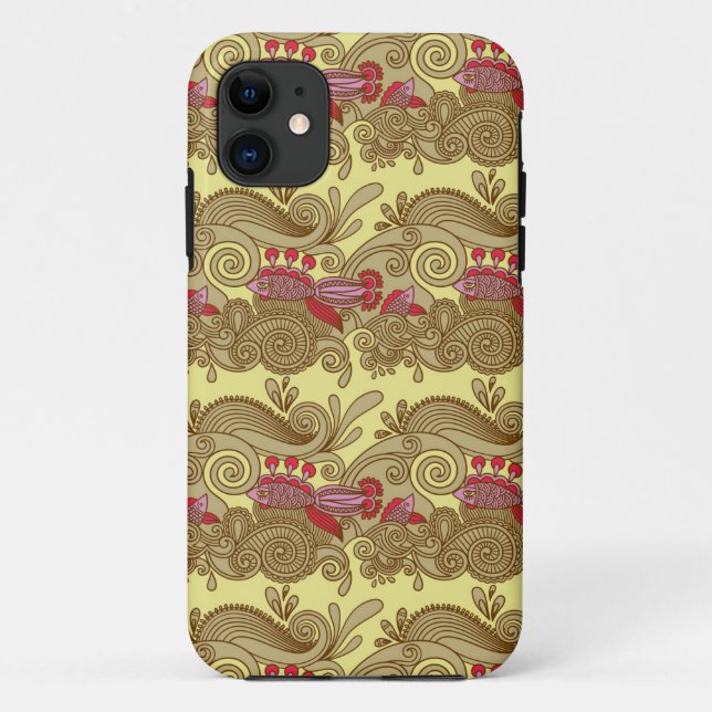 Capa Para iPhone 11 Teste padrão com peixes e onda (Verso)