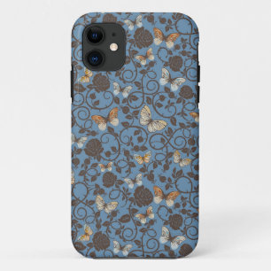 Capa Para iPhone 11 teste padrão com rosas e borboleta