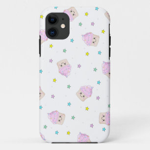 Capa Para iPhone 11 Teste padrão cor-de-rosa bonito dos cupcakes