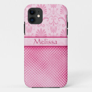 Capa Para iPhone 11 Teste padrão cor-de-rosa do efeito de Bling