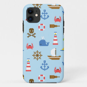Capa Para iPhone 11 Teste padrão da arte do mar do pixel