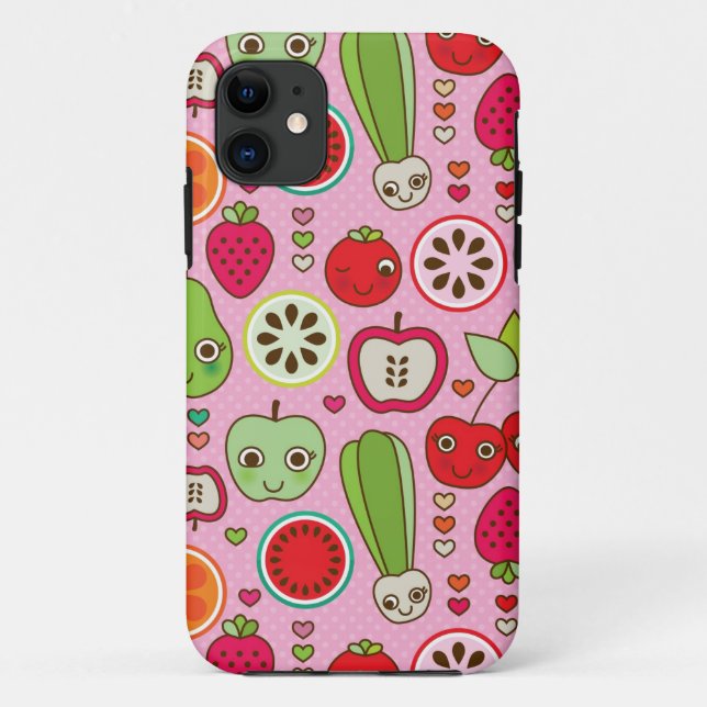 Capa Para iPhone 11 teste padrão da ilustração da cozinha da fruta (Verso)