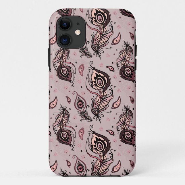 Capa Para iPhone 11 Teste padrão da pena do pavão (Verso)