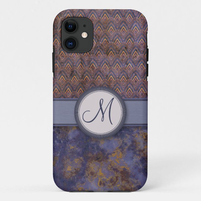 Capa Para iPhone 11 Teste padrão da pena dos azuis marinhos com (Verso)