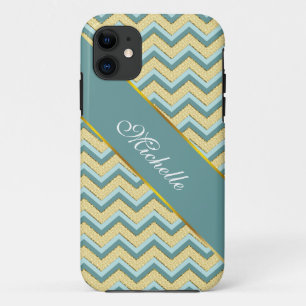 Capa Para iPhone 11 Teste padrão de Chevron do brilho do topázio
