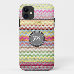 Capa Para iPhone 11 Teste padrão de Chevron na madeira #6 do vintage