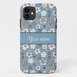 Capa Para iPhone 11 Teste padrão de flores do hibiscus do vintage
