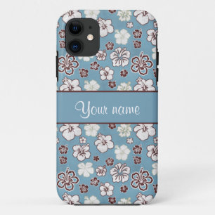 Capa Para iPhone 11 Teste padrão de flores do hibiscus do vintage
