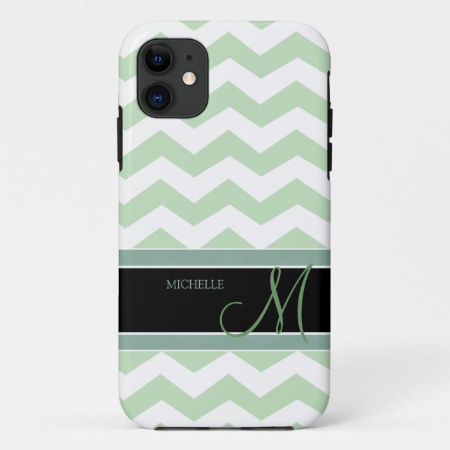Capa Para iPhone 11 Teste padrão de ziguezague do verde do sorvete da (Verso)