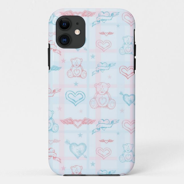 Capa Para iPhone 11 teste padrão do bebê com urso de ursinho (Verso)