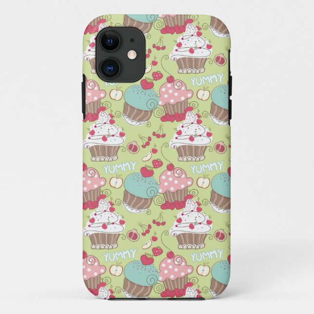 Capa Para iPhone 11 Teste padrão do cupcake (Verso)