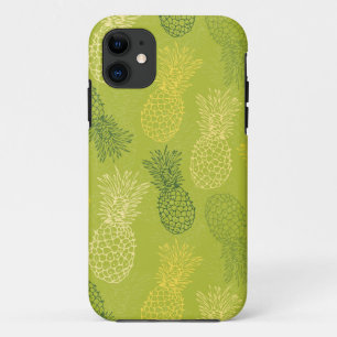 Capa Para iPhone 11 Teste padrão do esboço do abacaxi no verde