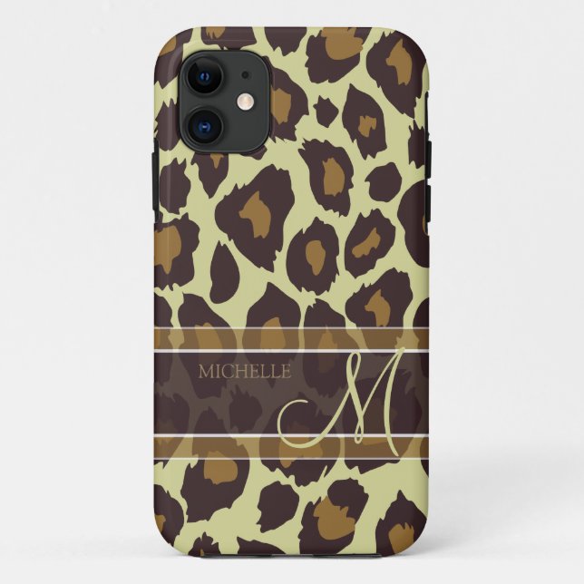 Capa Para iPhone 11 Teste padrão do leopardo - Brown e Tan com (Verso)