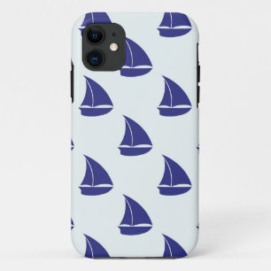 Capa Para iPhone 11 Teste padrão do veleiro dos azuis marinhos