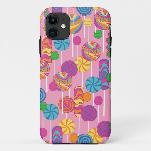 Capa Para iPhone 11 Teste padrão dos doces dos pirulitos (Verso)