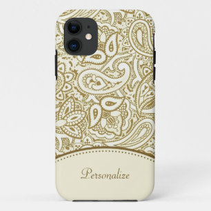 Capa Para iPhone 11 Teste padrão Dourado de Paisley