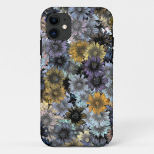 Capa Para iPhone 11 Teste padrão floral azul cinzento
