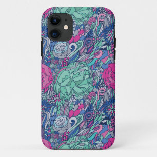 Capa Para iPhone 11 Teste padrão floral colorido do Doodle