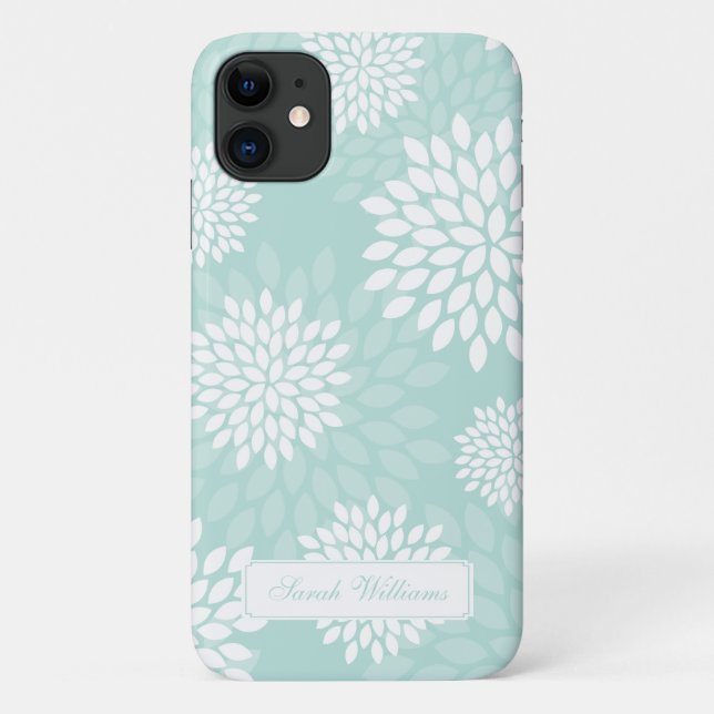 Capa Para iPhone 11 Teste padrão floral dos crisântemos da hortelã (Verso)
