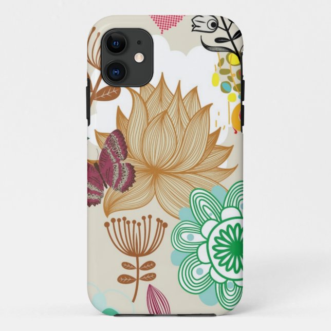 Capa Para iPhone 11 Teste padrão floral no estilo retro (Verso)
