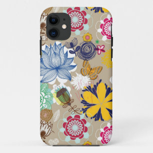 Capa Para iPhone 11 Teste padrão floral no estilo retro 3