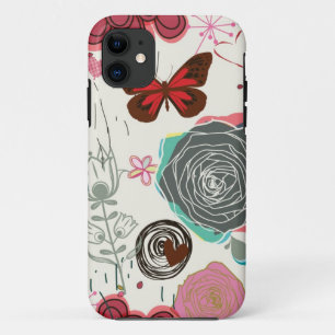 Capa Para iPhone 11 Teste padrão floral no estilo retro 5