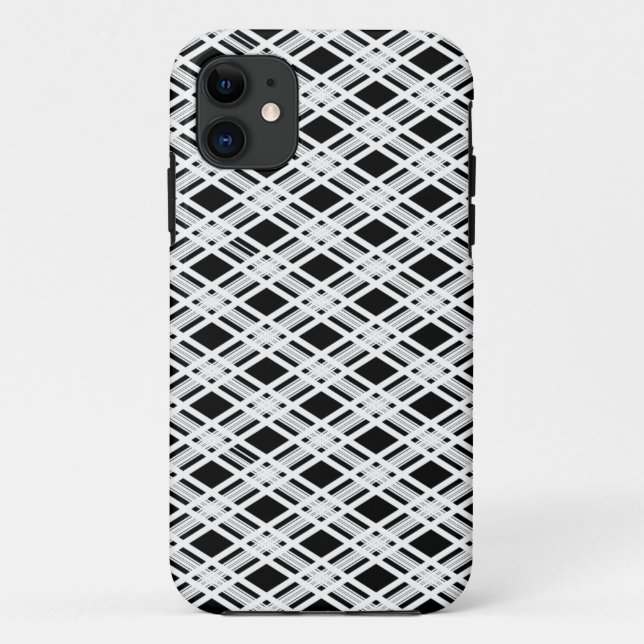 Capa Para iPhone 11 Teste padrão listrado da xadrez (Verso)