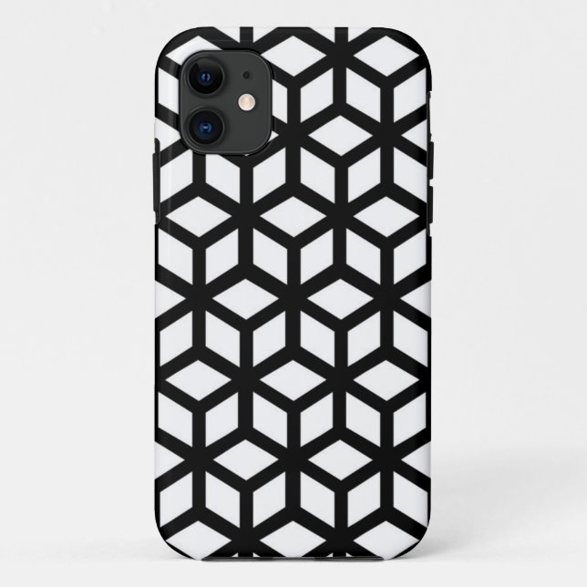 Capa Para iPhone 11 Teste padrão preto e branco do cubo (Verso)