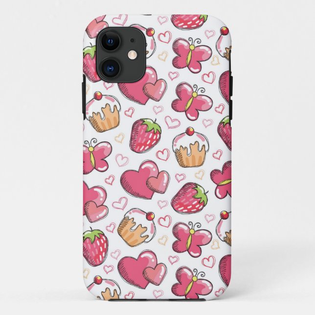 Capa Para iPhone 11 teste padrão romântico da comida (Verso)
